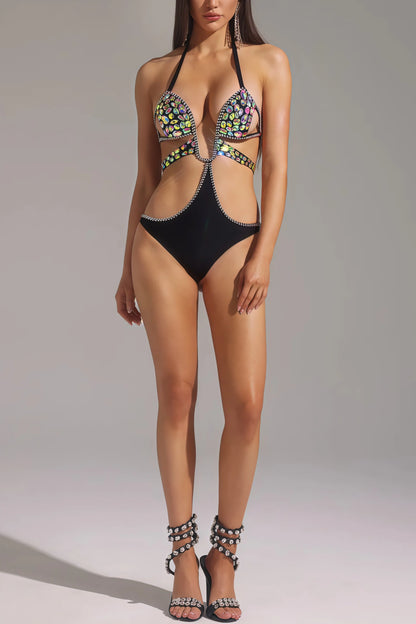 Whitaker Halter Diamond Hollow Out Swimsuit