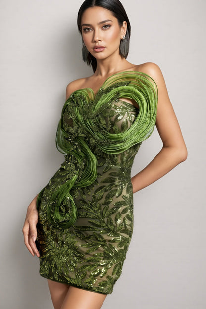 Karena Sequined Plunge Mini Dress