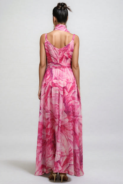 Tereza Halter Printed Streamer Maxi Dress