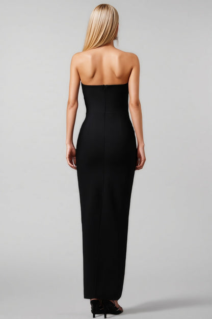 Ezgi Sleeveless Bow Pearl Bandage Maxi Dress