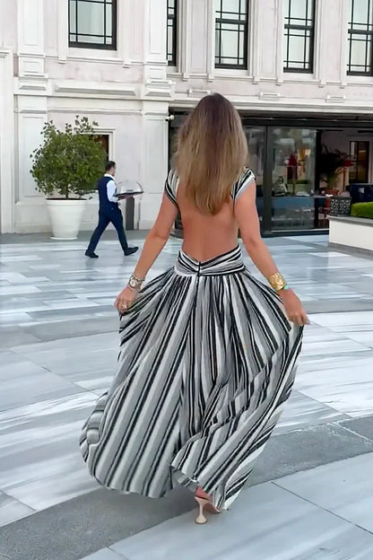 Black-and-White Stripe Tulle Dress