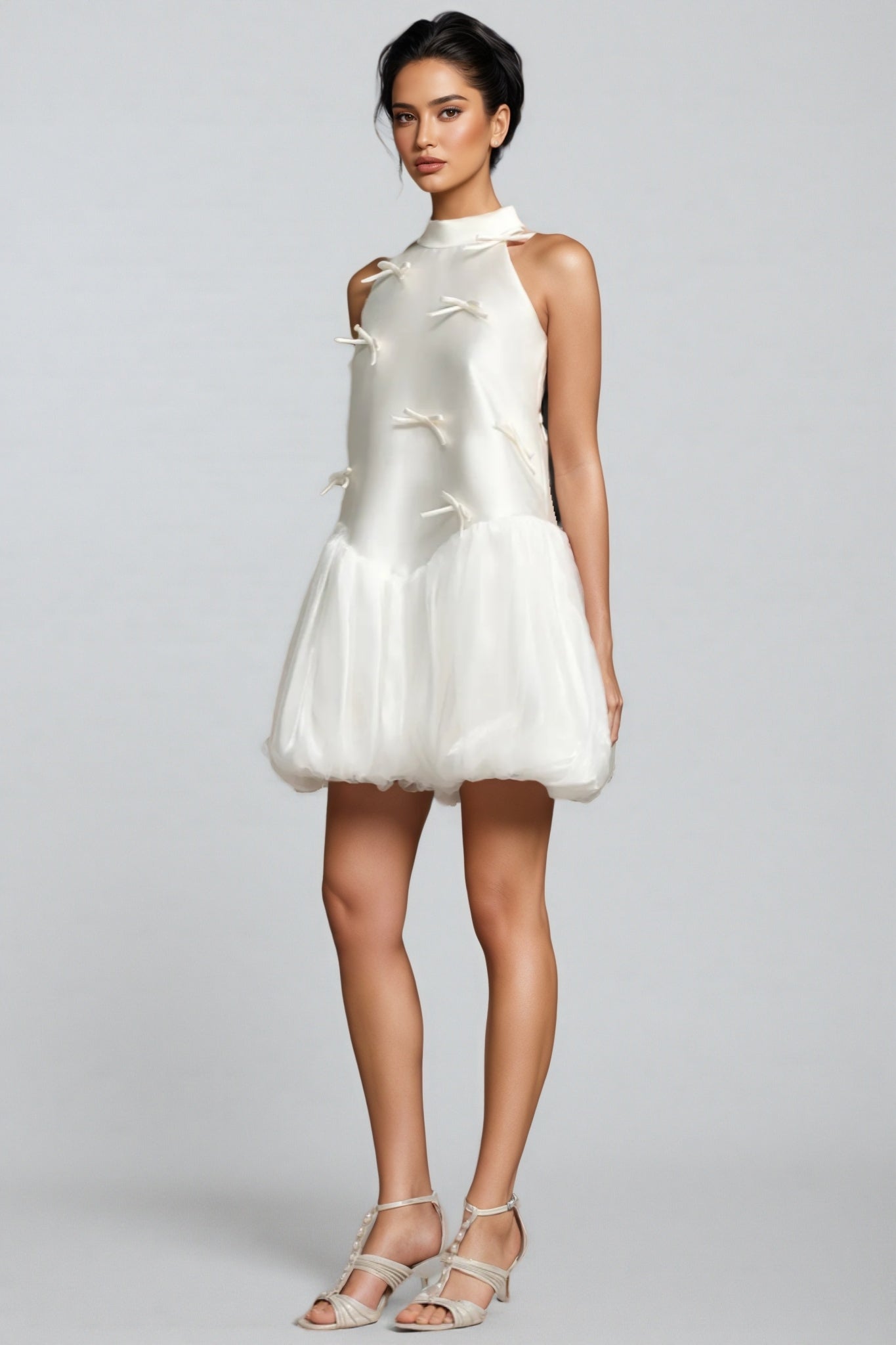 Sequoya Strapless Satin Sleeveless Mini Dress