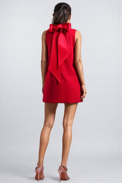 Tamarah Sleeveless High Collar Flowers Mini Dress