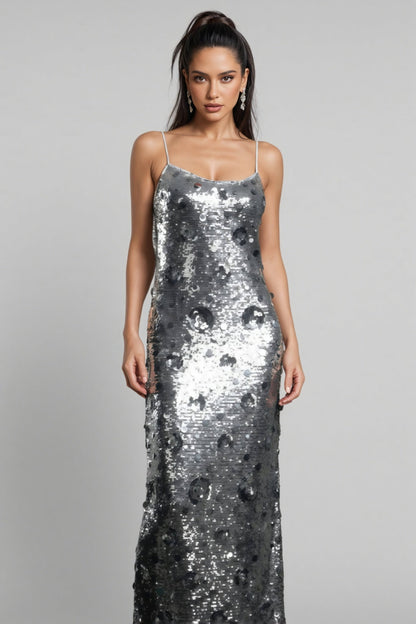 Dilara Strappy Floral Sequinned Maxi Dress