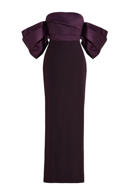 Satin Splicing Off-Shoulder Midi Dress