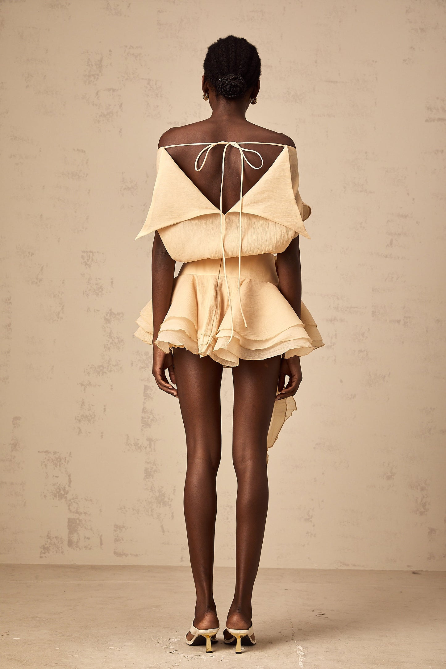 Marina Off Shoulder Floral Applique Dress & Shorts Set