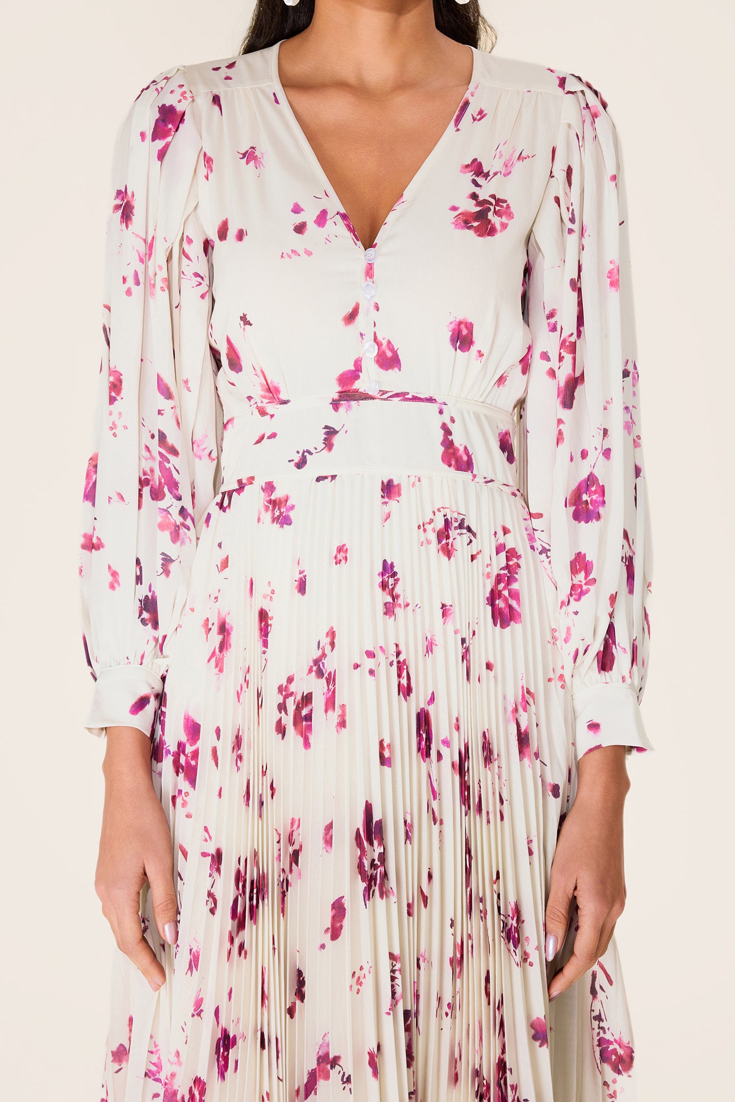 Chiffon Floral V-Neck Midi Dress