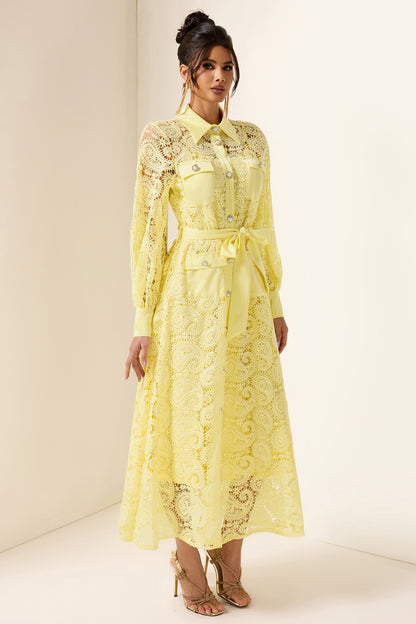 Solid Embroidered Pocket Midi Dress