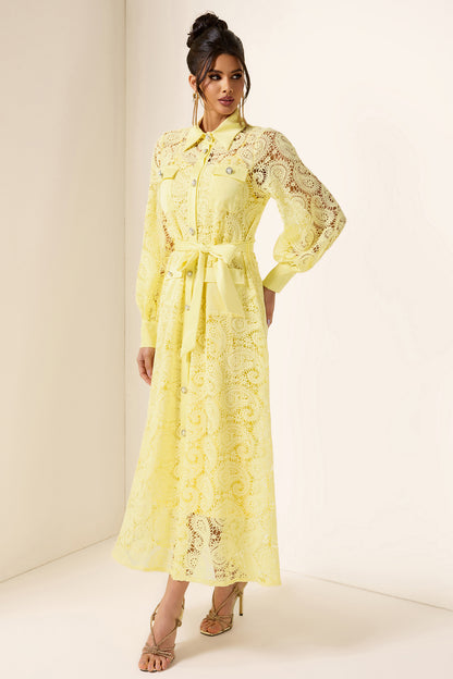 Solid Embroidered Pocket Midi Dress