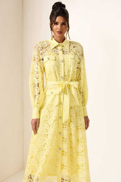 Solid Embroidered Pocket Midi Dress