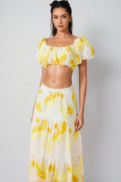 Amys Embroidery High Waist Midi Dress Set