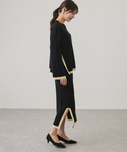 Black - Contrast Round-Neck Elegant Two Piece Set