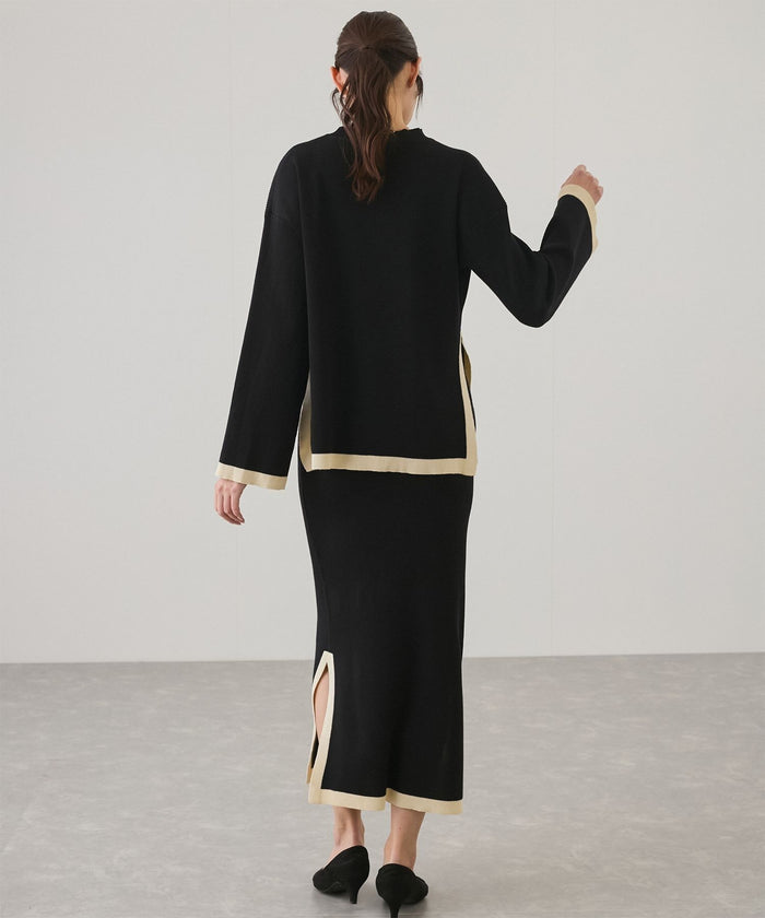 Black - Contrast Round-Neck Elegant Two Piece Set