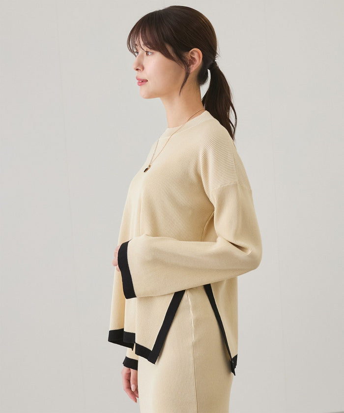 Apricot - Contrast Round-Neck Elegant Two Piece Set