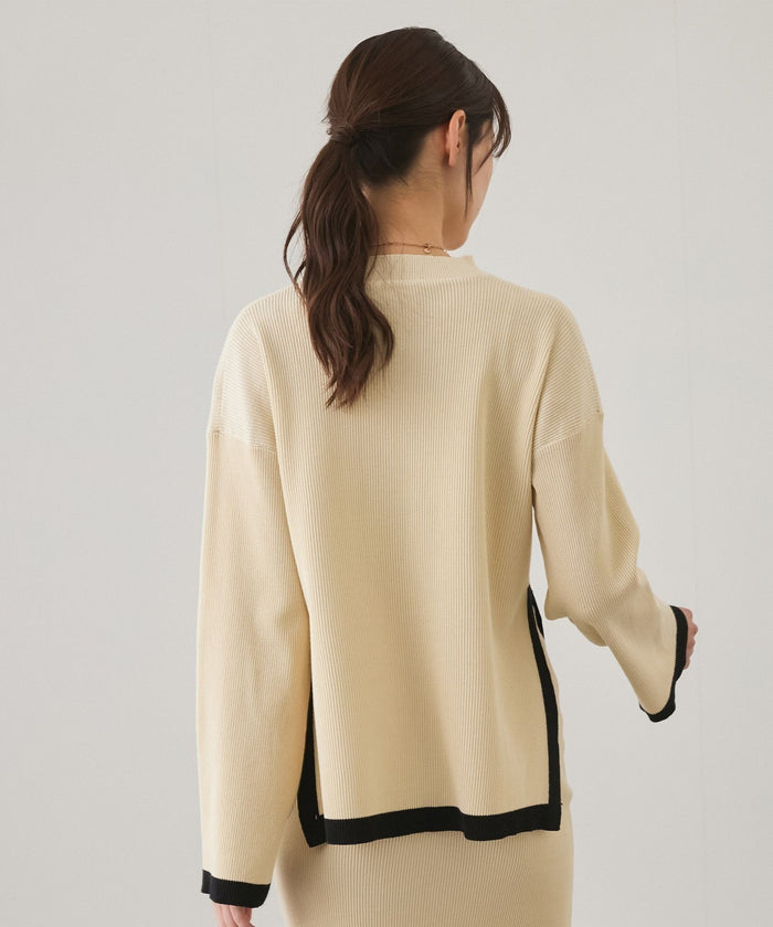 Apricot - Contrast Round-Neck Elegant Two Piece Set