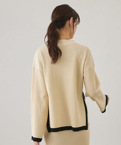 Apricot - Contrast Round-Neck Elegant Two Piece Set