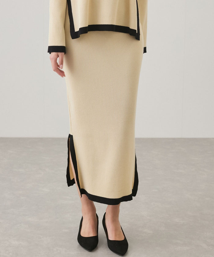 Apricot - Contrast Round-Neck Elegant Two Piece Set