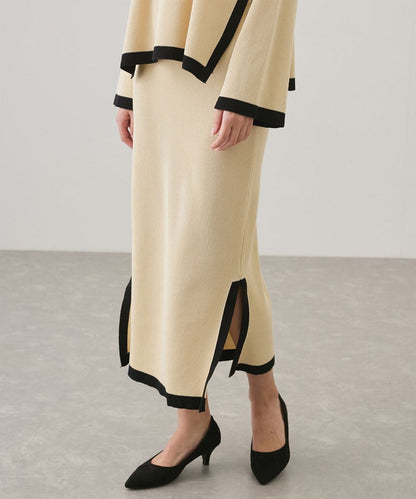 Apricot - Contrast Round-Neck Elegant Two Piece Set