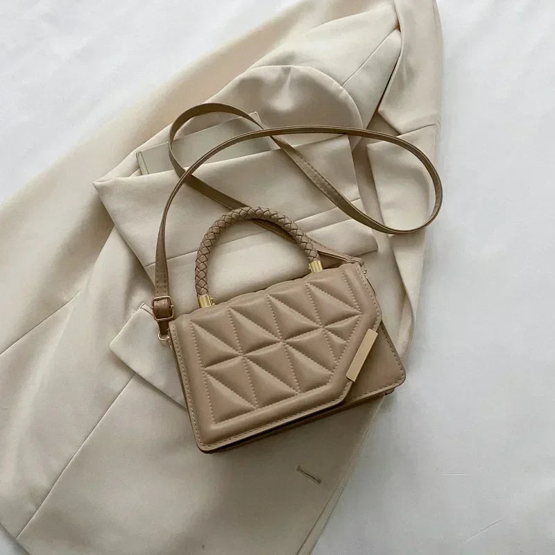 Plaid PU Leather Designer Small Crossbody Handbag