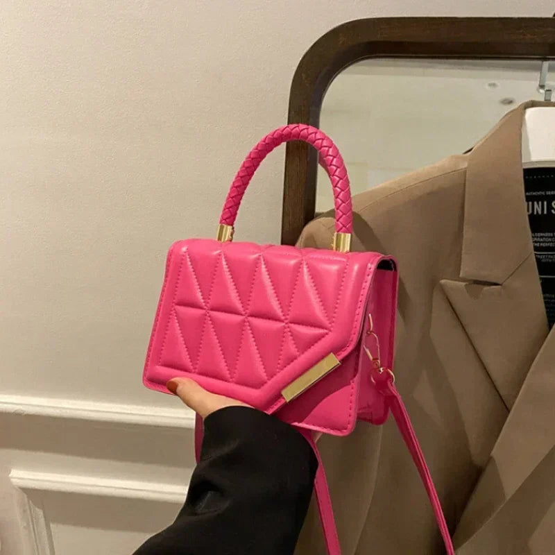 Plaid PU Leather Designer Small Crossbody Handbag