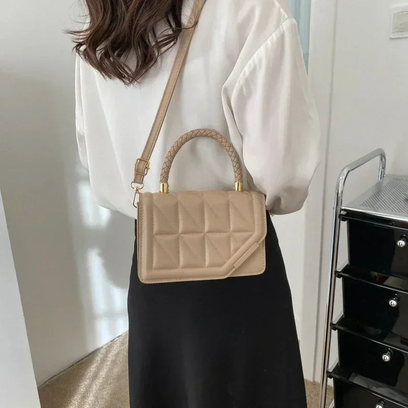 Plaid PU Leather Designer Small Crossbody Handbag