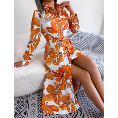 Vintage Print Shirt Maxi Floral Dress