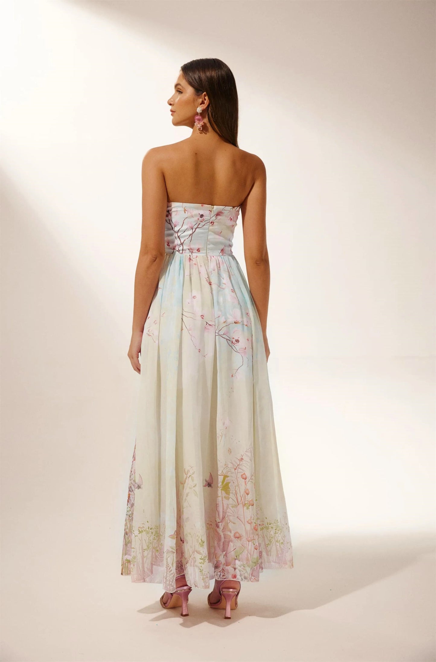 Octavia Printed Cut-out Ruffle Maxi Dress