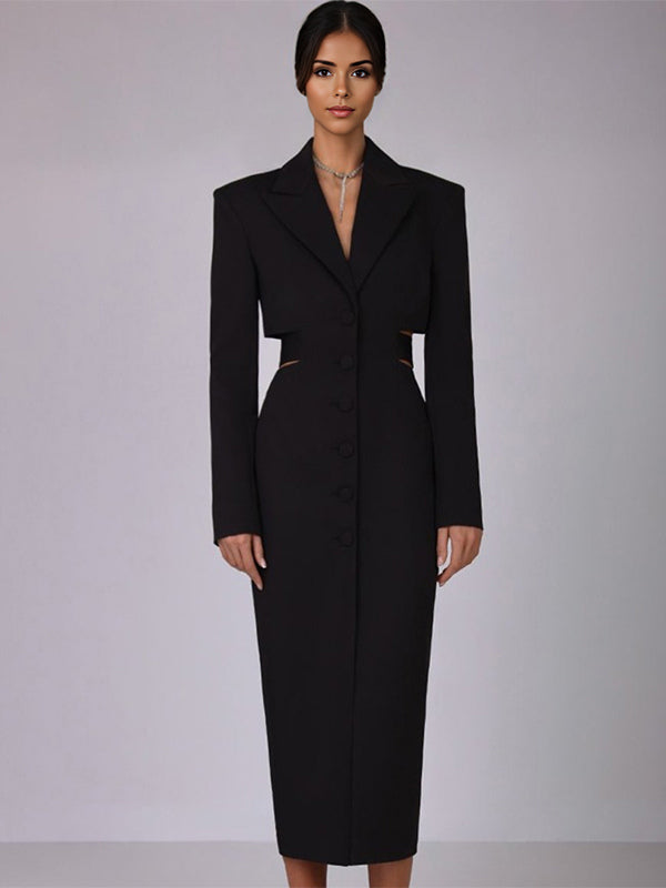 Cutout Blazer Dress Long Sleeve Spring Midi Dress For Women 2026