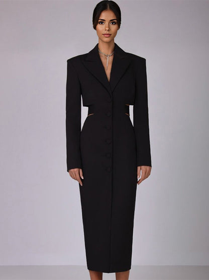 Cutout Blazer Dress Long Sleeve Spring Midi Dress For Women 2026