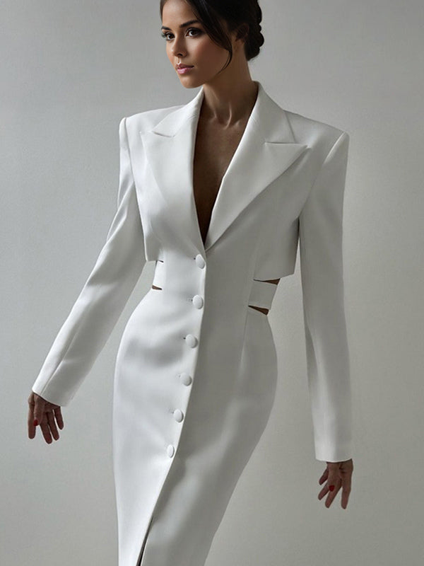 Cutout Blazer Dress Long Sleeve Spring Midi Dress For Women 2026