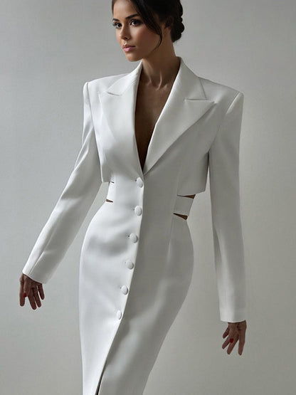 Cutout Blazer Dress Long Sleeve Spring Midi Dress For Women 2026