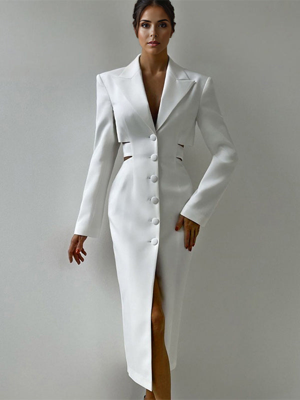 Cutout Blazer Dress Long Sleeve Spring Midi Dress For Women 2026