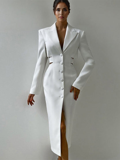 Cutout Blazer Dress Long Sleeve Spring Midi Dress For Women 2026