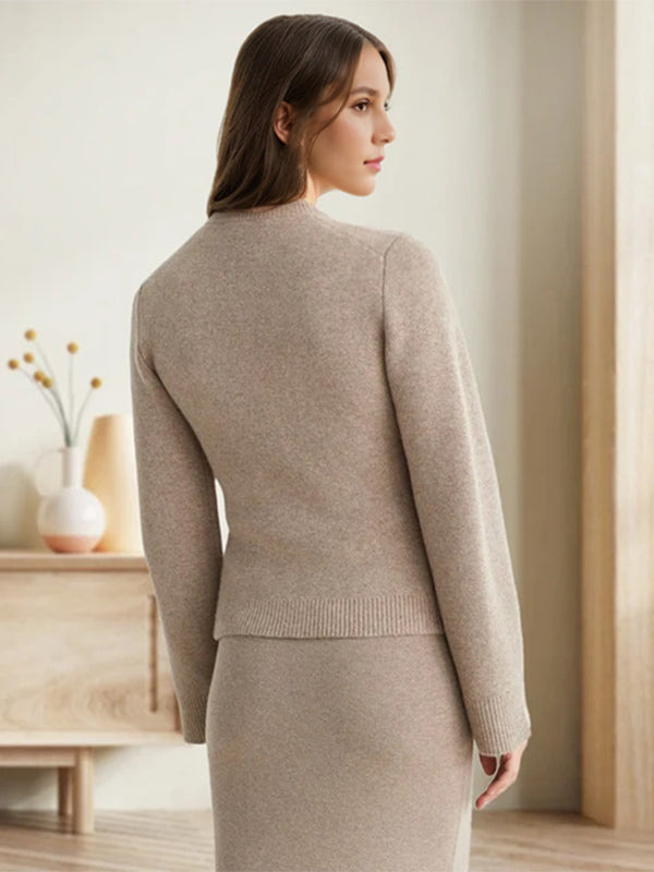 Crew Neck Knitted Cardigan Spring Casual Tops For Women 2026