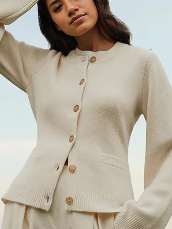 Crew Neck Knitted Cardigan Spring Casual Tops For Women 2026