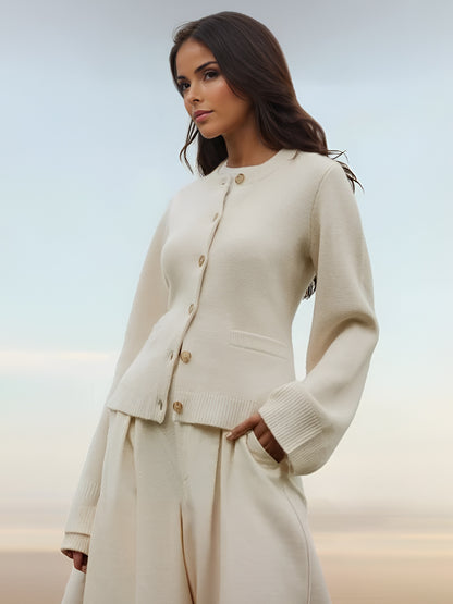 Crew Neck Knitted Cardigan Spring Casual Tops For Women 2026