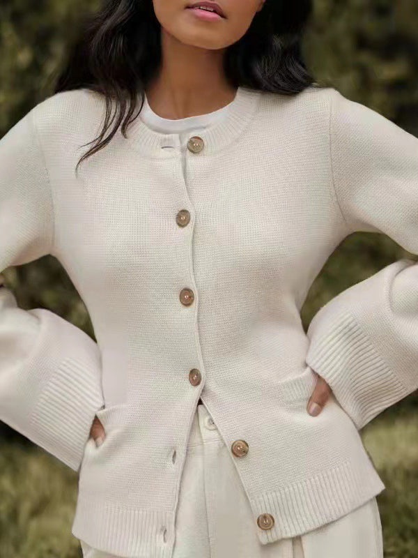 Crew Neck Knitted Cardigan Spring Casual Tops For Women 2026