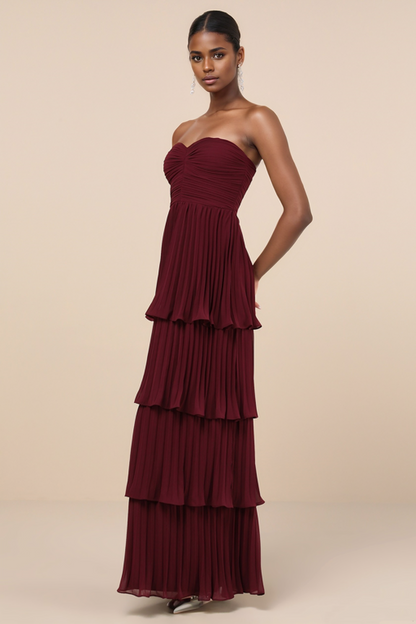Anastasia Strapless Tiered Chiffon Maxi Dress