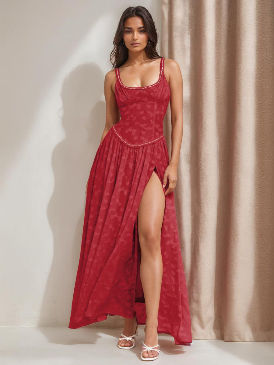 Sheer Corset Maxi Dress for Women - Cottagecore High Slit Sleeveless Flowy Fairy Sundress - Summer Beach Vacation 2026