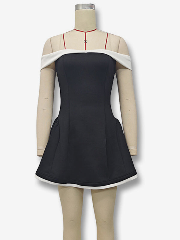 Off-Shoulder Mini Dress Long Sleeves A-Line Sexy Birthday Party Dress For Women 2026