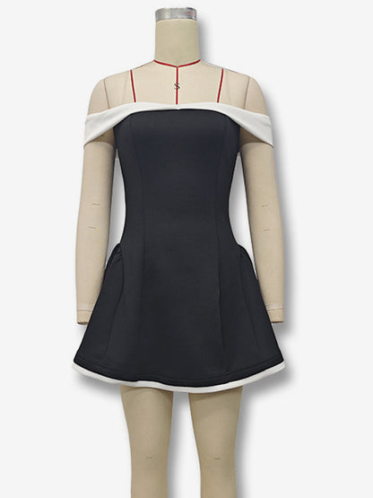 Off-Shoulder Mini Dress Long Sleeves A-Line Sexy Birthday Party Dress For Women 2026