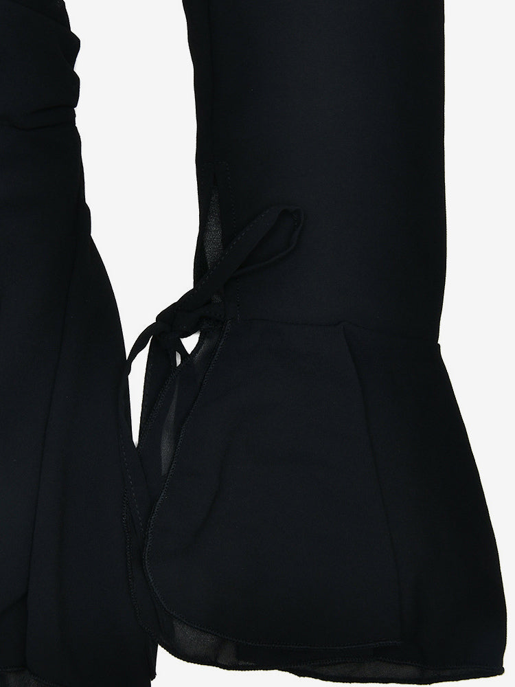 Mini Dress With Tie Front V-neck Long Sleeve Ruched Waist Skater Dress For Women 2026