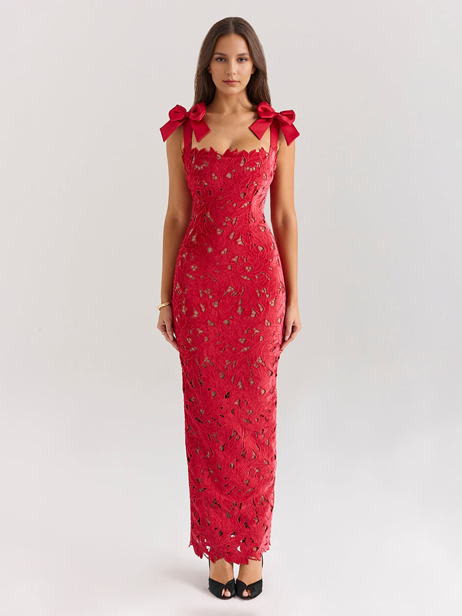 Bodycon Long Dress With Bow Straps Summer Long Party Dress For Women 2026