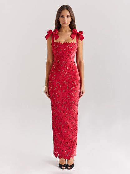 Bodycon Long Dress With Bow Straps Summer Long Party Dress For Women 2026