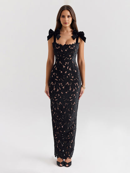 Bodycon Long Dress With Bow Straps Summer Long Party Dress For Women 2026