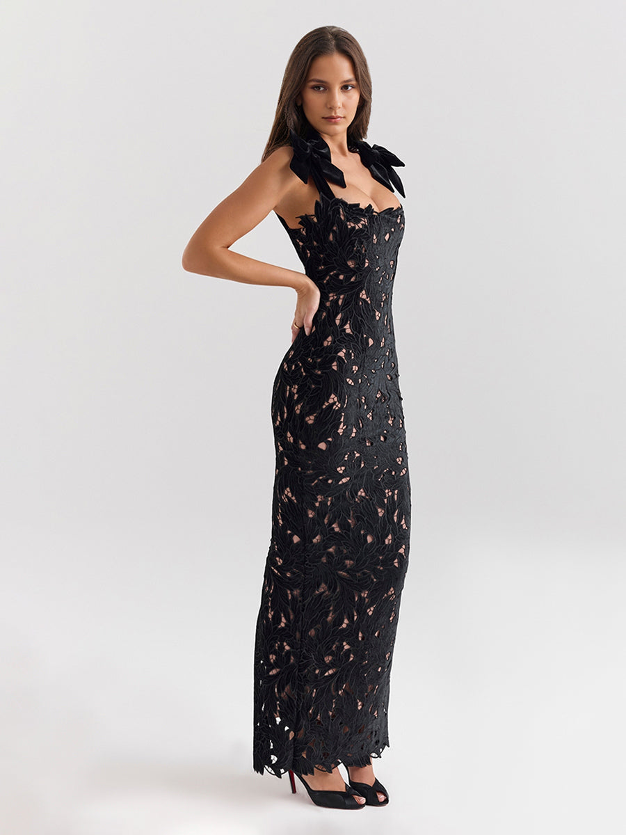 Bodycon Long Dress With Bow Straps Summer Long Party Dress For Women 2026