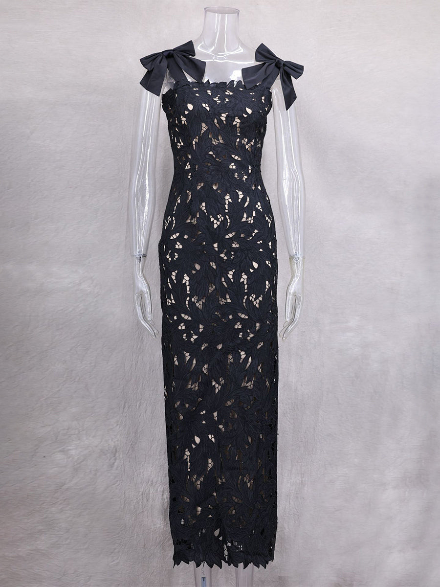 Bodycon Long Dress With Bow Straps Summer Long Party Dress For Women 2026