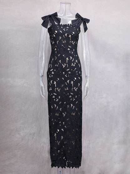 Bodycon Long Dress With Bow Straps Summer Long Party Dress For Women 2026