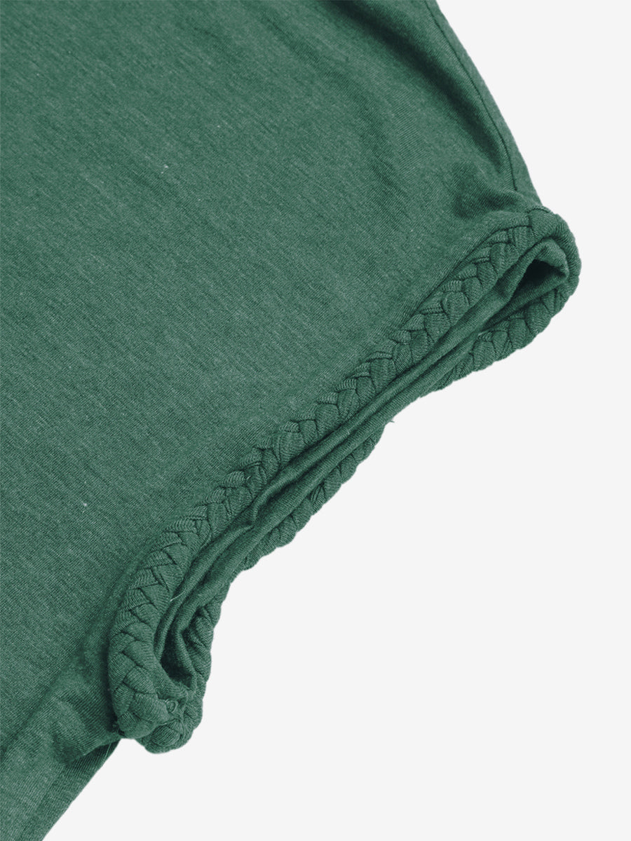 Dropped Shoulder T-shirt In Green Summer Top For Women 2026