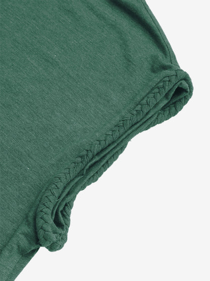 Dropped Shoulder T-shirt In Green Summer Top For Women 2026